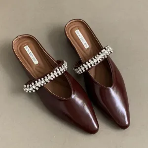 LIZAKOSHT  -  Bling Crystal Flat Heel Slippers Mules Women Wrap Toe Banquet Stiletto Sandals New Summer Luxury Formal Party Shoes Female Slide Lighthouse Slippers