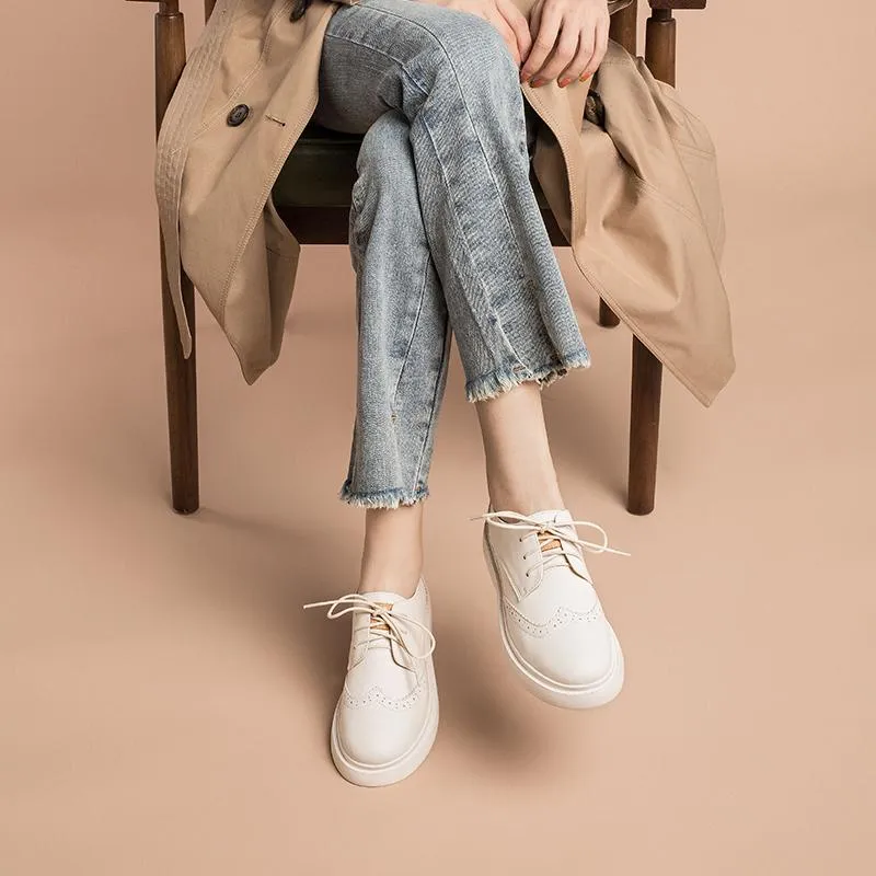 And White Saddle Oxfords Womens Wingtip Shoes Handmade Leather W Toe Cap Brogues Oxfords & Tie Flats Elegant Black/White