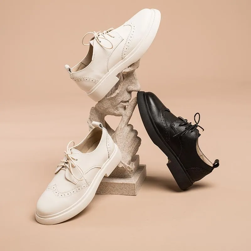 Florsheim Francisco Cap Toe Oxfords Womens Wingtip Shoes Handmade Leather W Toe Cap Brogues Oxfords & Tie Flats Elegant Black/White