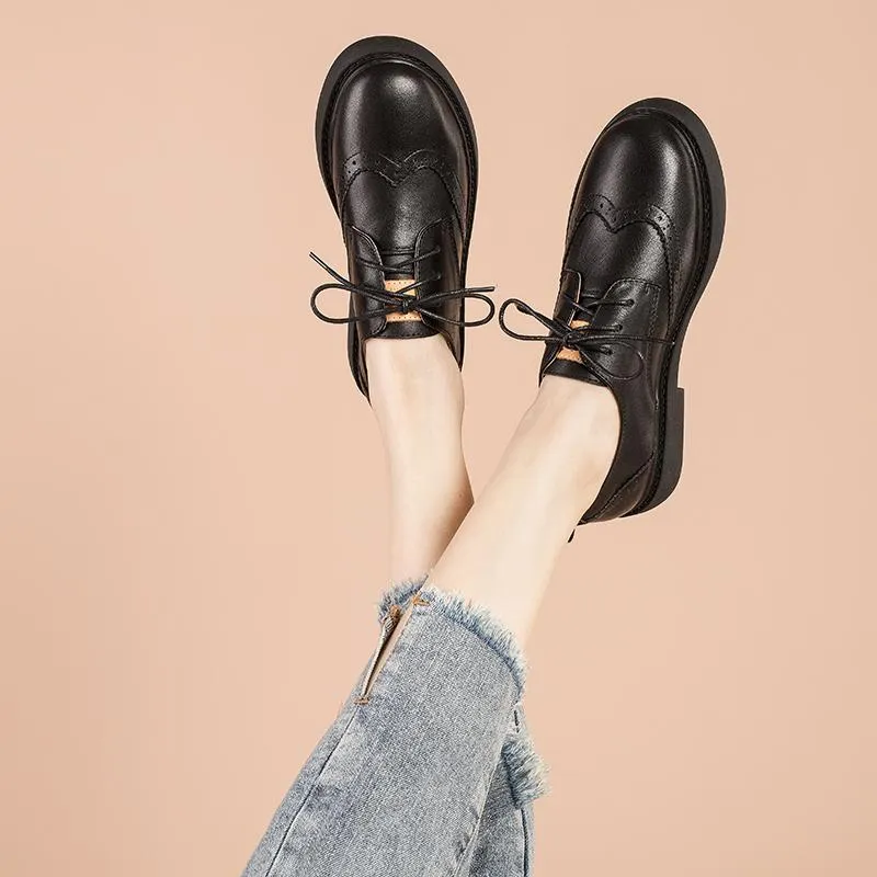 West End Oxford Womens Wingtip Shoes Handmade Leather W Toe Cap Brogues Oxfords & Tie Flats Elegant Black/White