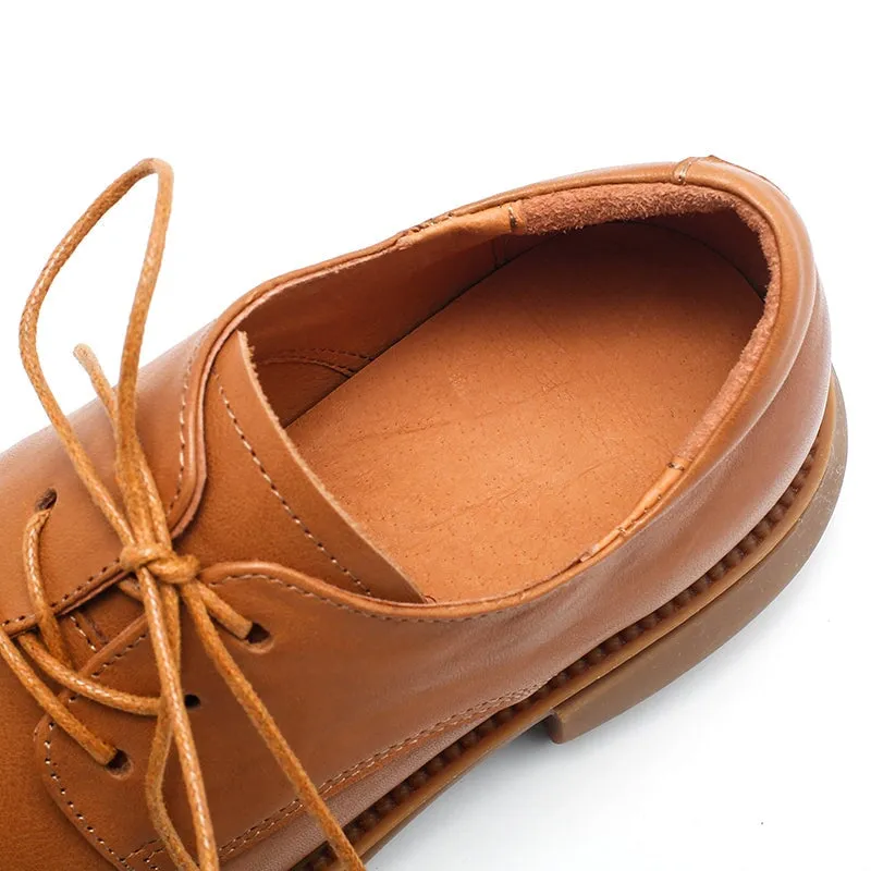 Zapatos Casuales Oxford Hombre Vegetable Tanned Leather Derby Shoes Lace Up Oxfords in Brown/Khaki/Black