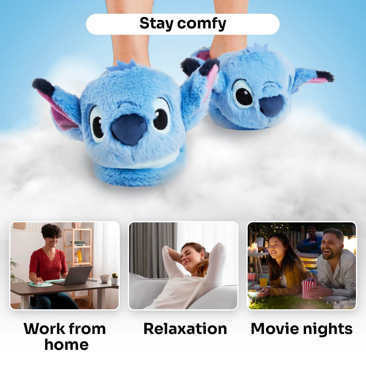 Disney Ladies Slippers,  Fluffy Indoor House Shoes - Stitch Johnny Was Pool Slides