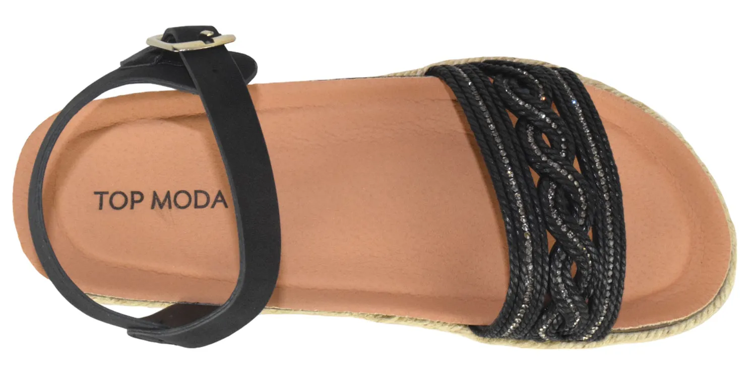 ATHENS-1 Black TOP MODA Comfortable Slide Sandals