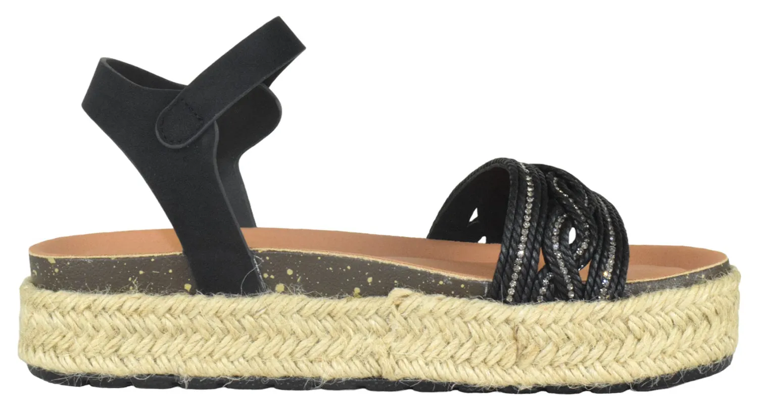 ATHENS-1 Black TOP MODA Boc Wedge Sandals
