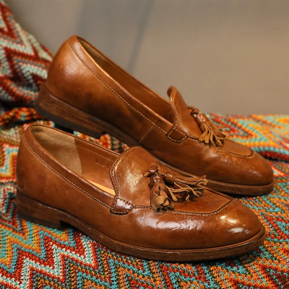 Mantova Series-Classic Loafer Shoes For Women Goodyear Horse Leather with Tassels in Brown My Favorite Shoes Oxford Ms