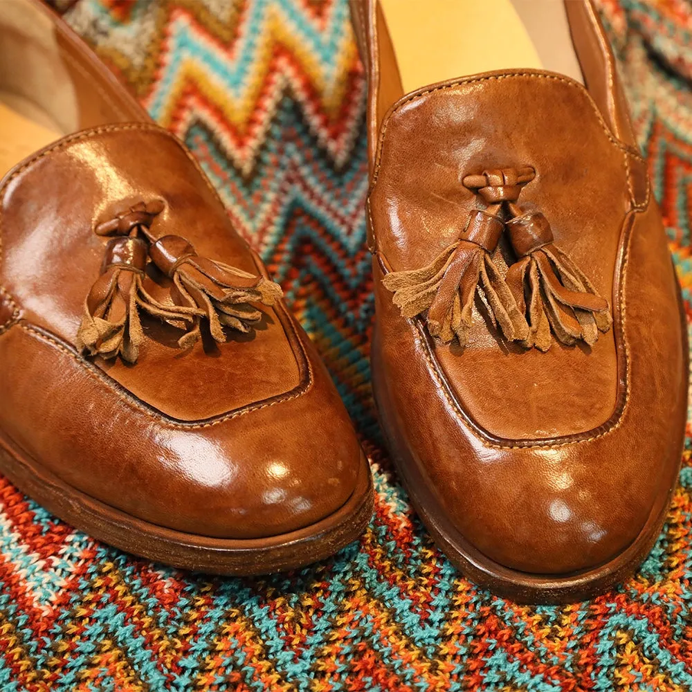 Styling Oxfords Mantova Series-Classic Loafer Shoes For Women Goodyear Horse Leather with Tassels in Brown