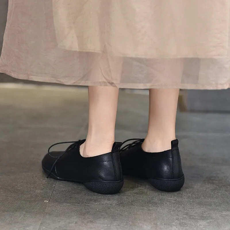 Retro Soft Leather Oxford Shoes For Women Handmade Designer Shoes Coffee/Black Oxford Shoes Near Me