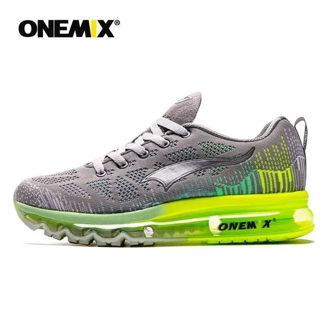 Arch Supporting Running Shoes ONEMIX Men's Sport Running Shoes Music Rhythm Men's Sneakers Breathable Mesh Outdoor Athletic Shoe Light Male Shoe Size EU 39-47