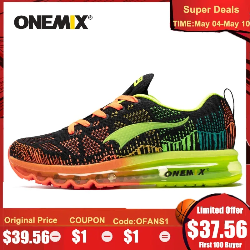 ONEMIX Men's Sport Running Shoes Music Rhythm Men's Sneakers Breathable Mesh Outdoor Athletic Shoe Light Male Shoe Size EU 39-47 Plantar Fasciitis And Running Shoes