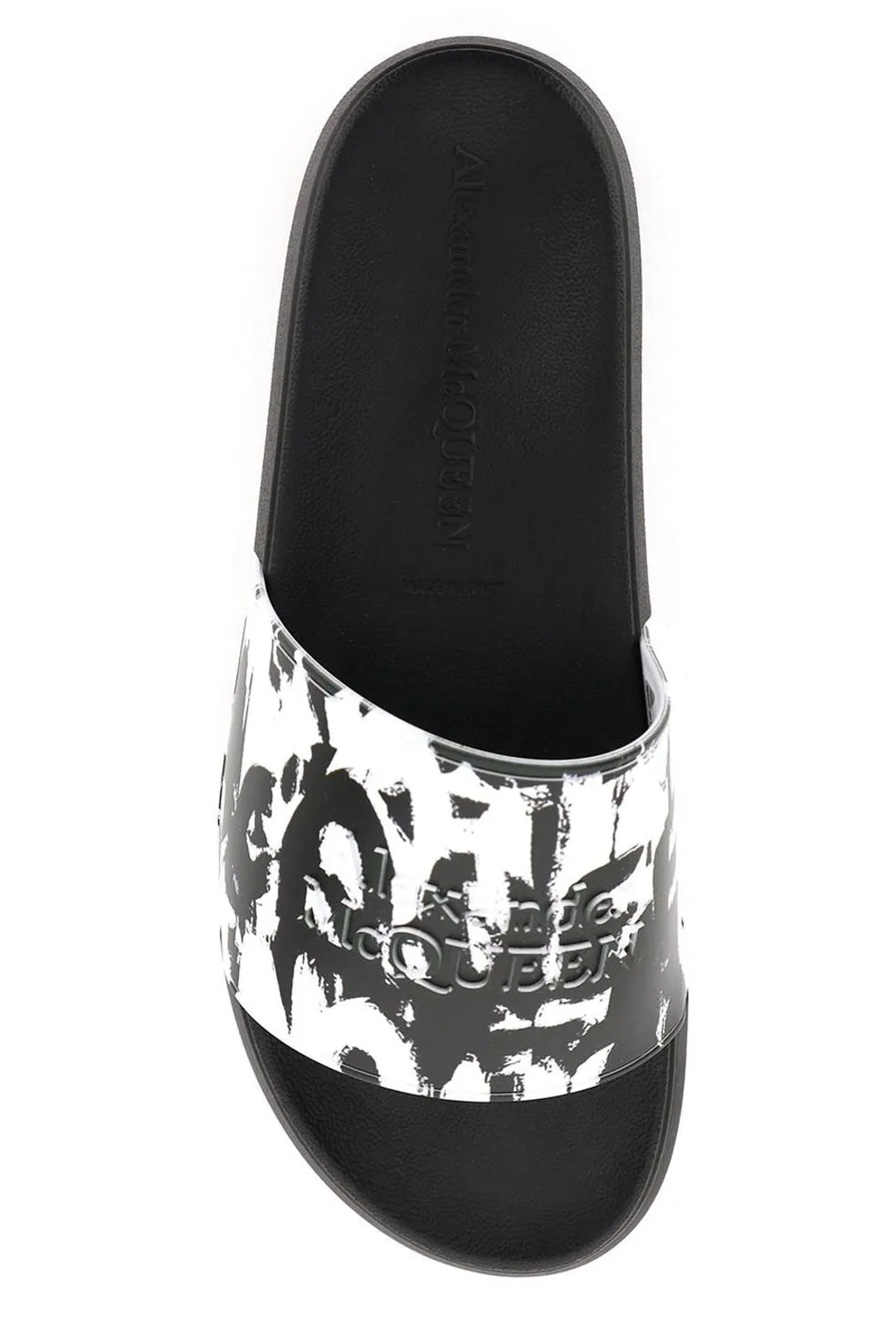 Alexander McQueen Graffiti Printed Slip-On Slides Good Sandals