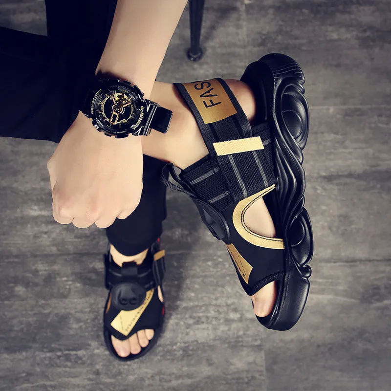 Men Beach Shoes Men's Sandals Outdoor Non-Slip Beach Shoes Clear Heel Sandals