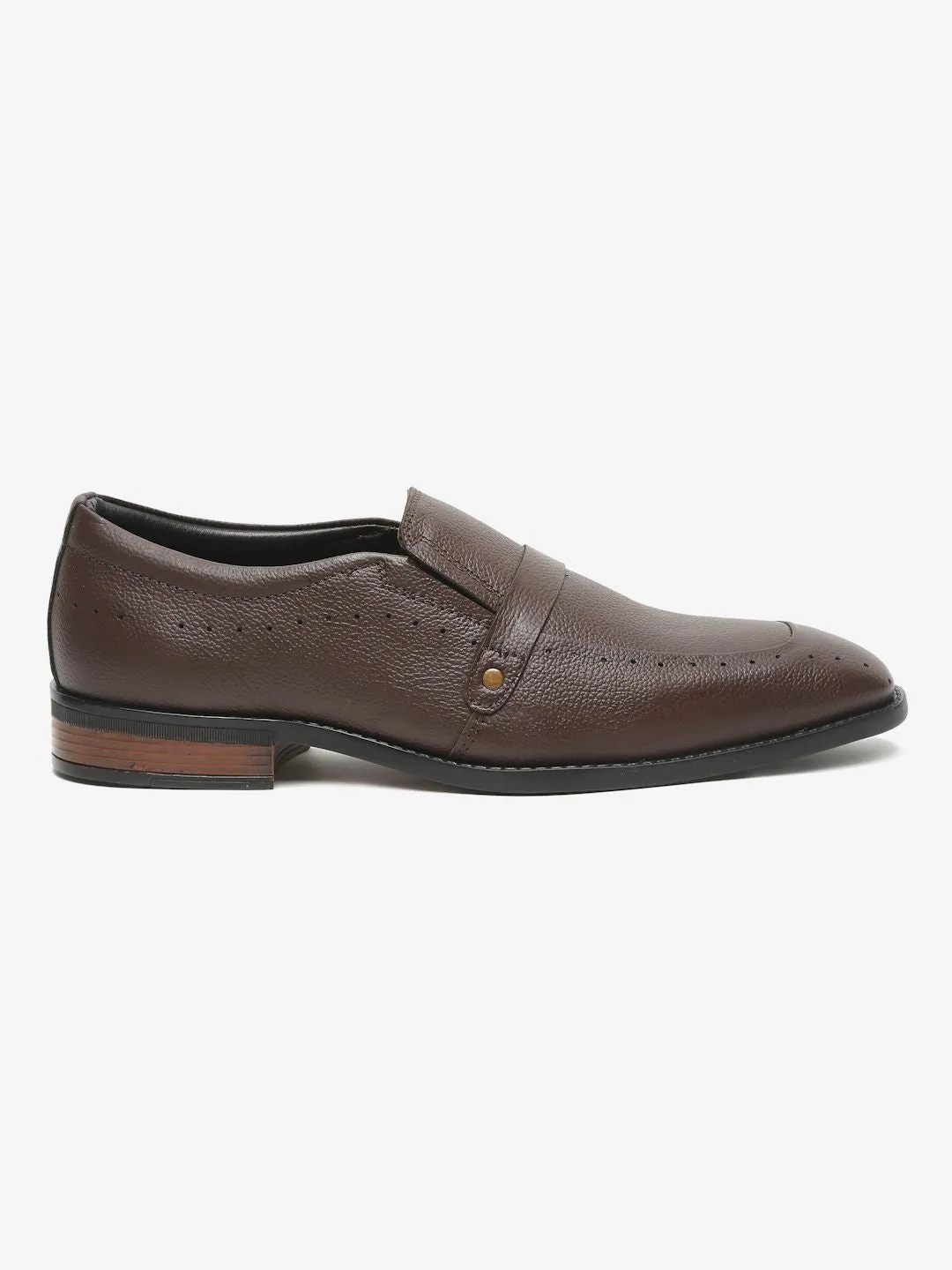 Loafers Cranberry Pa Men Brown Textured Leather Formal Slip-Ons