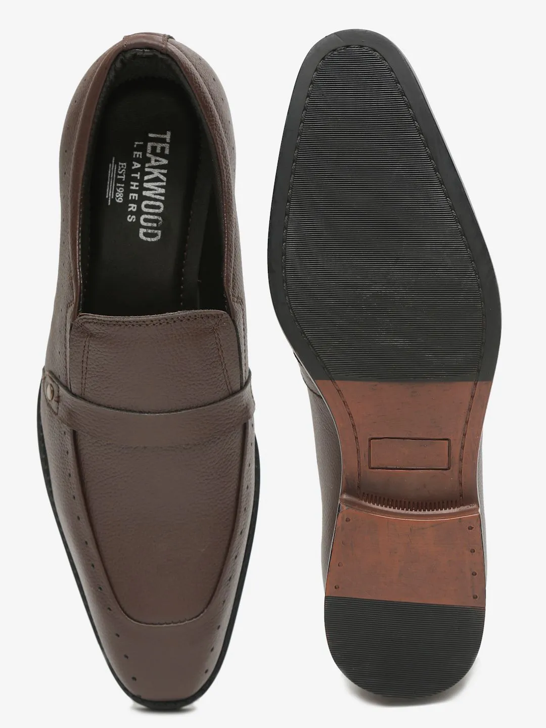 Men Brown Textured Leather Formal Slip-Ons Martens Adrian Tassel Loafers