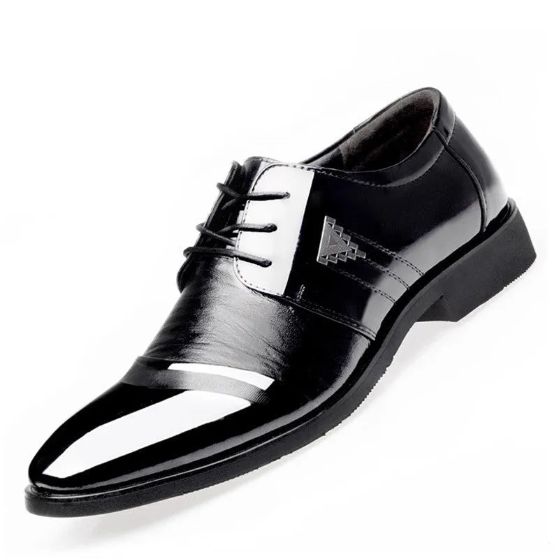 Party Dress With Flat Shoes Men Dress Shoes Spring Business Oxfords Lace-up Flats Shoes Fashion Large Size Single Wedding Shoes Leather Shoes