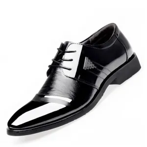 Men Dress Shoes Spring Business Oxfords Lace-up Flats Shoes Fashion Large Size Single Wedding Shoes Leather Shoes Flat Feet Shoe Wear