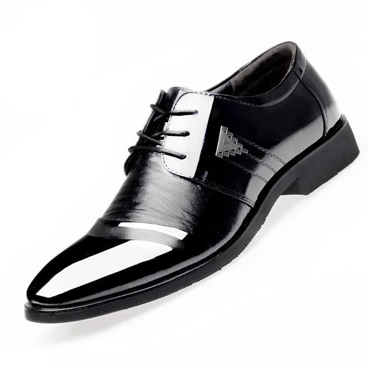 Men Dress Shoes Spring Business Oxfords Lace-up Flats Shoes Fashion Large Size Single Wedding Shoes Leather Shoes Flat Indoor Soccer Shoes