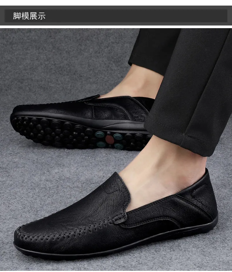 Men Handmade  Breathable Loafers Leather Monolith Loafers