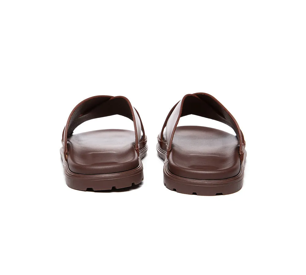 Sandals Heels Men Leather Crossover Slip-on Ultra Soft Summer Slides Wyatt