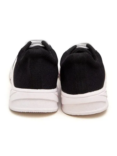 Men Stripe Style Lace Design Jogger Shoes-Black-BR215 Clam Slides