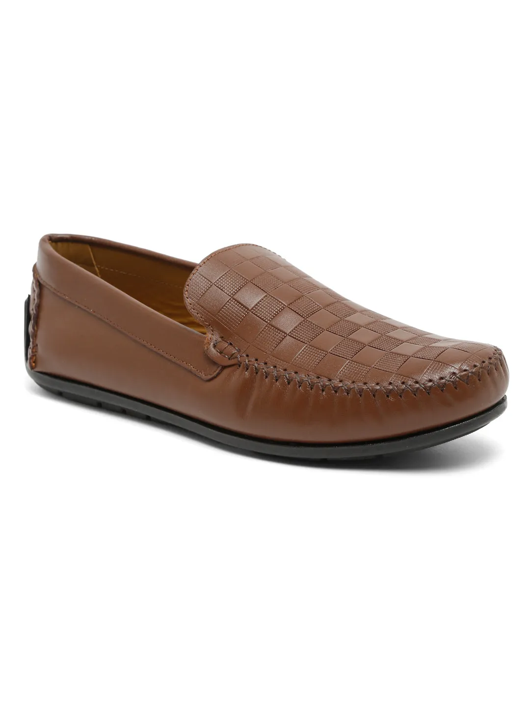 Chunkt Loafers Men Tan Texture Genuine Leather Loafers