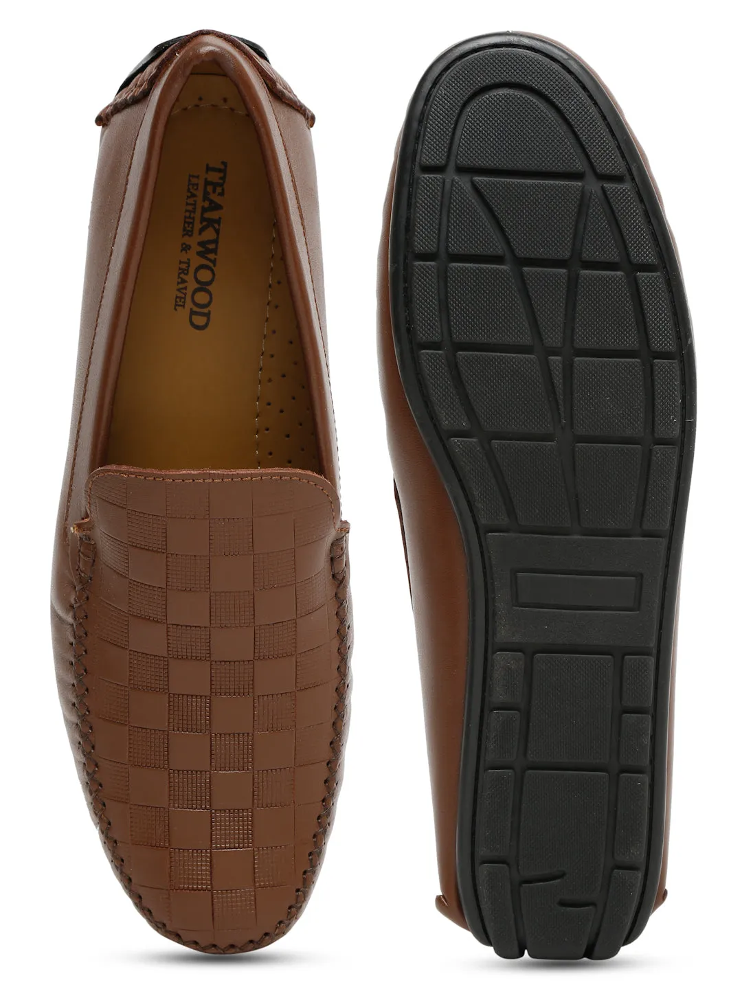 Men Tan Texture Genuine Leather Loafers Suede Casual Loafers