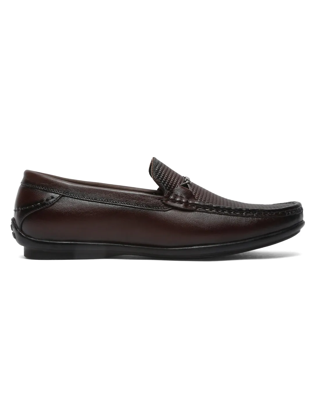 Alligator Loafers Men Textured Brown Leather Loafers shoes