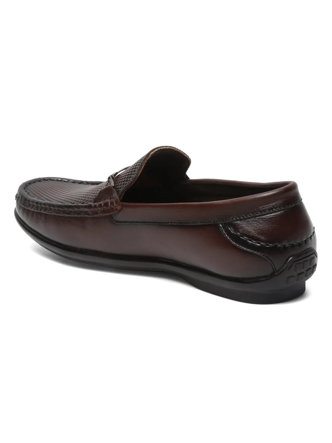 Loafers Bread Co Men Textured Brown Leather Loafers shoes