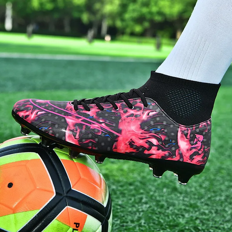 Nike Floral Sneakers Mens High Top Soccer Shoes TF/FG Football Boots Cleats Non-Slip Wear-Resistant Grass Training Sneakers Outdoor Sport Footwears