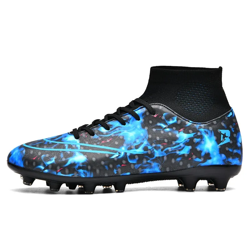 Mens High Top Soccer Shoes TF/FG Football Boots Cleats Non-Slip Wear-Resistant Grass Training Sneakers Outdoor Sport Footwears Running Sneakers With Ankle Support