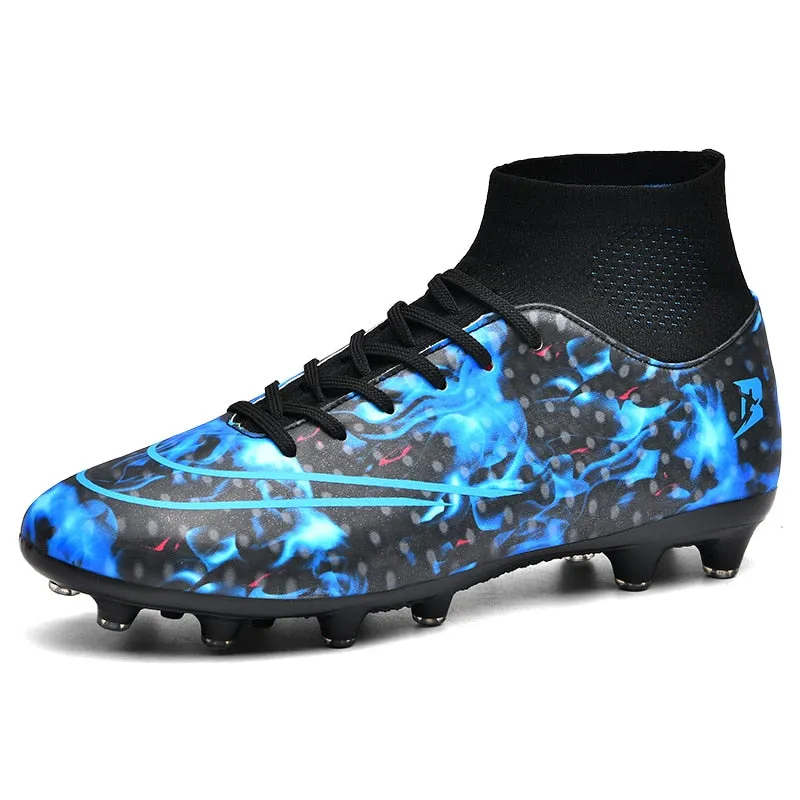 Mens High Top Soccer Shoes TF/FG Football Boots Cleats Non-Slip Wear-Resistant Grass Training Sneakers Outdoor Sport Footwears Sparkly Sneakers