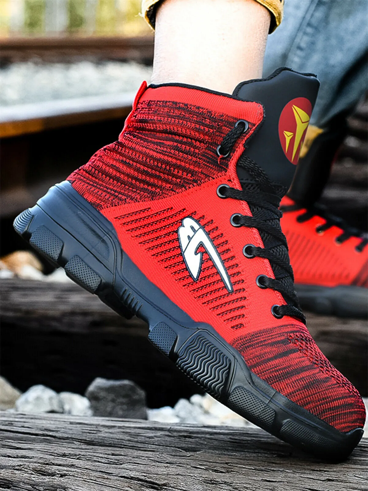 Lace To Toe Work Boots Men's Safety Shoe Slip for Worker High Top Sneaker Cotton Casual Steel Toe Shoes