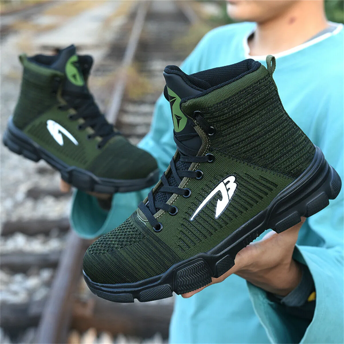 Chemical Resistant Work Boots Men's Safety Shoe Slip for Worker High Top Sneaker Cotton Casual Steel Toe Shoes