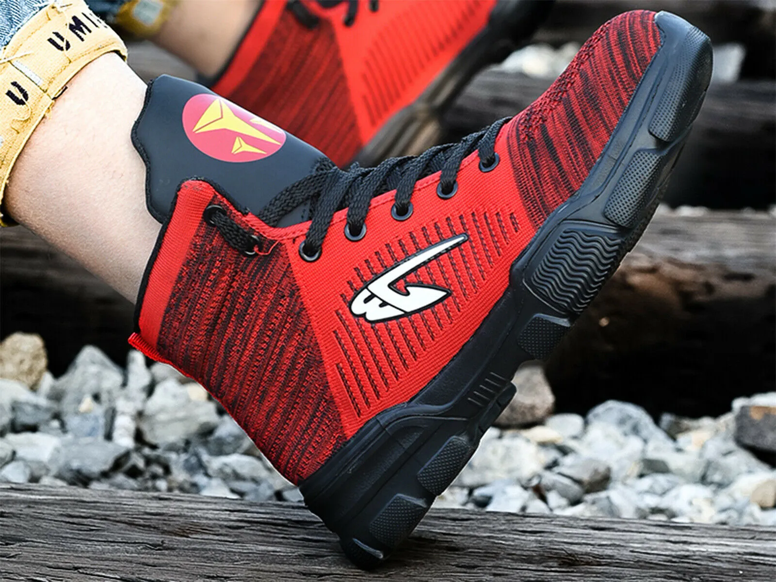 Most Comfortable Cowboy Work Boots Men's Safety Shoe Slip for Worker High Top Sneaker Cotton Casual Steel Toe Shoes