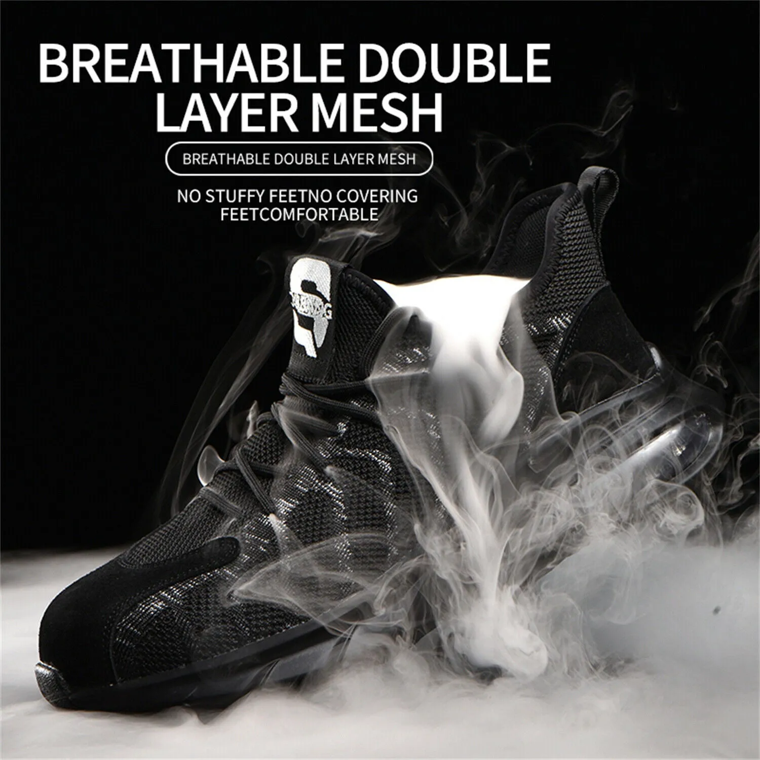 Mens Steel Toe Work Shoes Lightweight Anti-pierce Safety Shoes Outdoor Sneakers Farm Work Boots