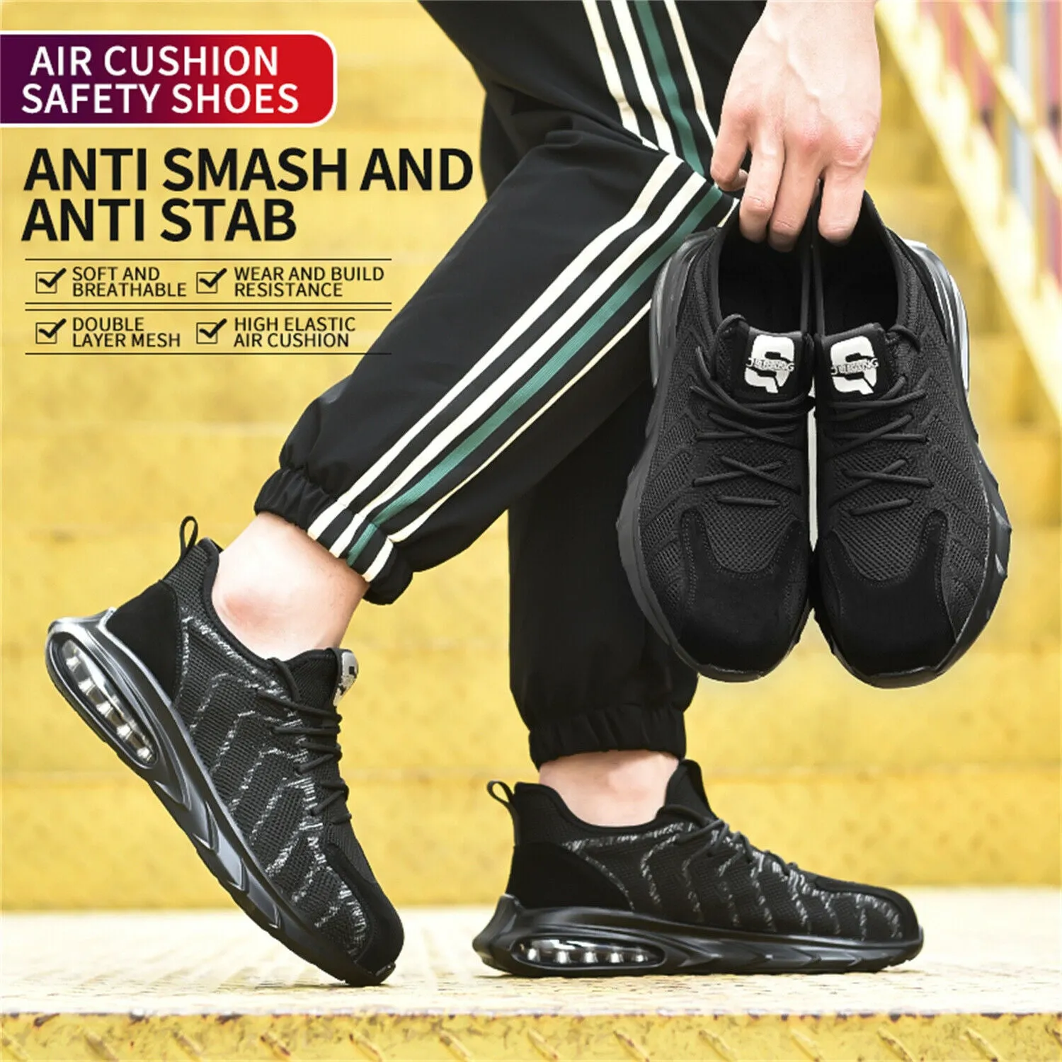 Flame Resistant Work Boots Mens Steel Toe Work Shoes Lightweight Anti-pierce Safety Shoes Outdoor Sneakers