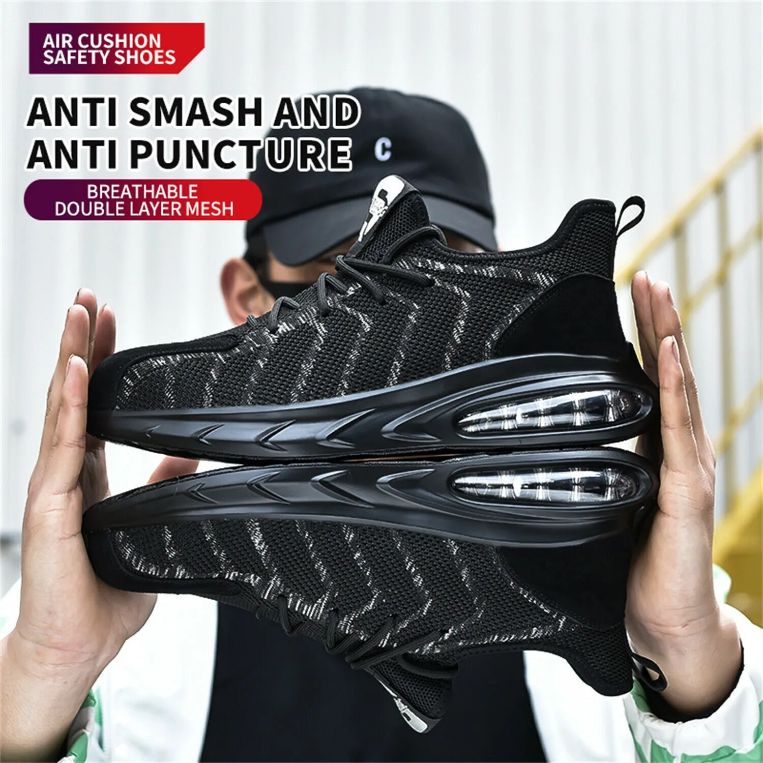 Mens Steel Toe Work Shoes Lightweight Anti-pierce Safety Shoes Outdoor Sneakers Highest Quality Work Boots