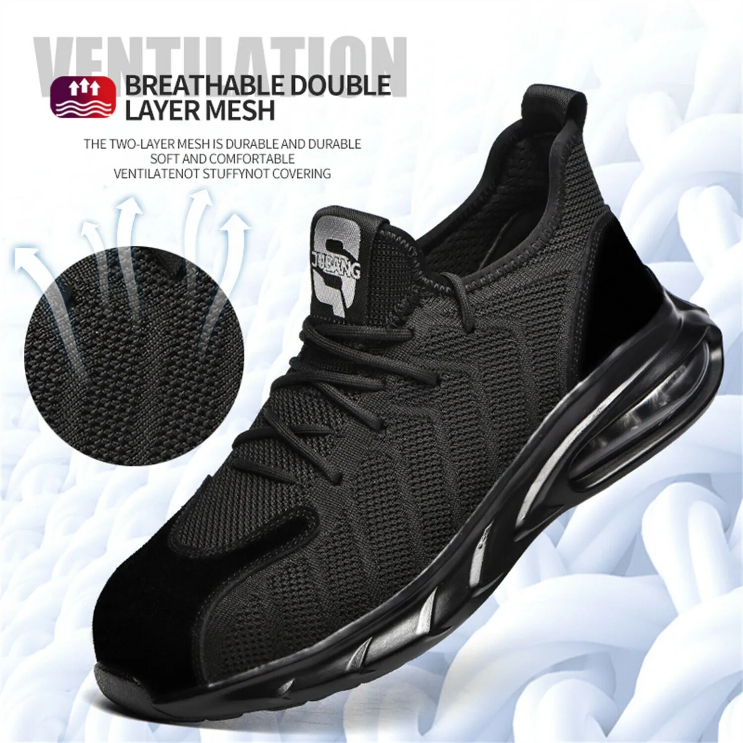 Mens Steel Toe Work Shoes Lightweight Anti-pierce Safety Shoes Outdoor Sneakers Work Boots Shock Shield