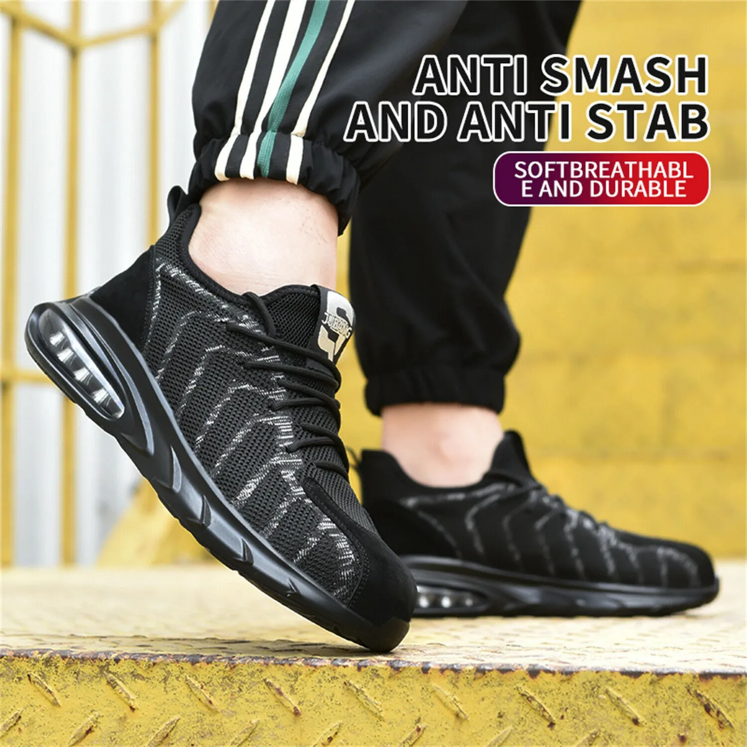 Mens Steel Toe Work Shoes Lightweight Anti-pierce Safety Shoes Outdoor Sneakers Work Boots Texas