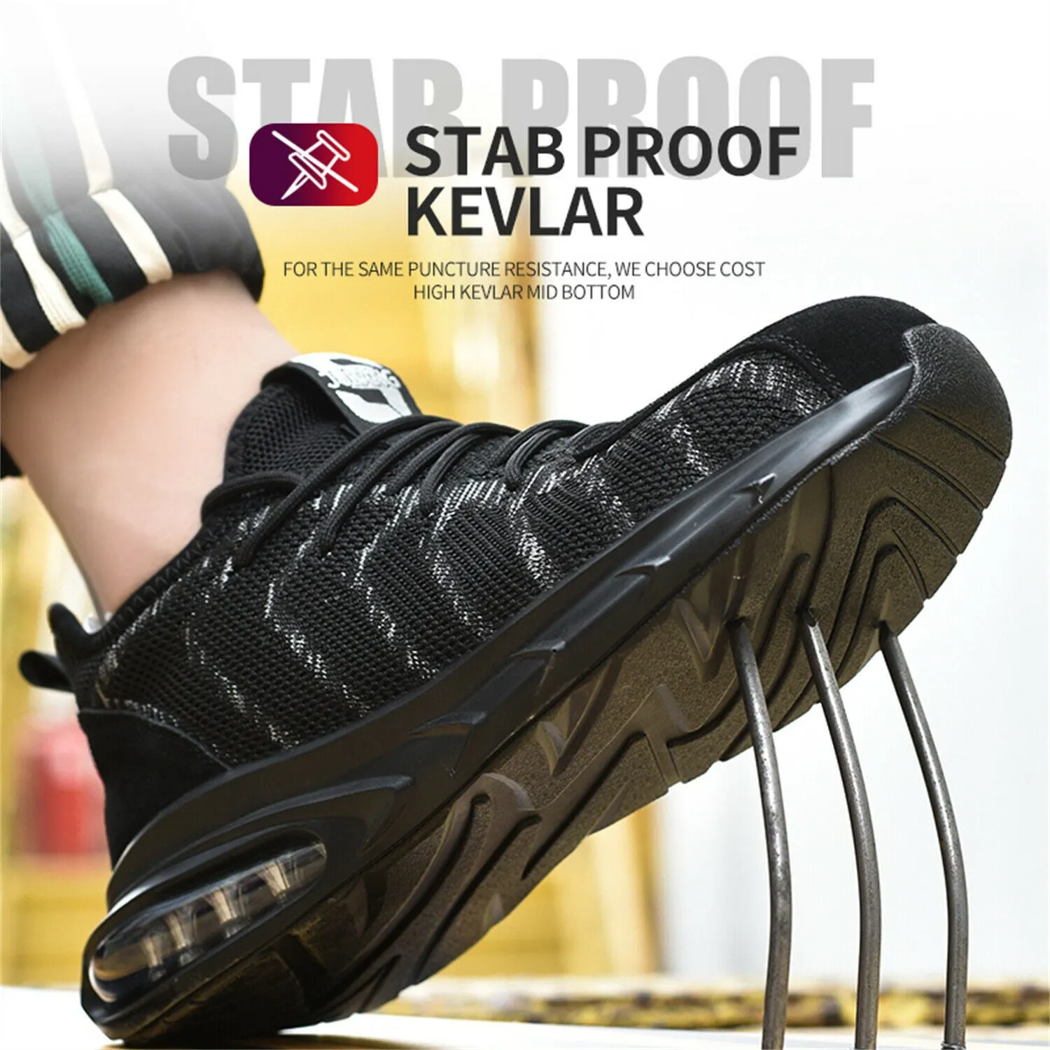 Mens Steel Toe Work Shoes Lightweight Anti-pierce Safety Shoes Outdoor Sneakers Casual Steel Toe Work Boots