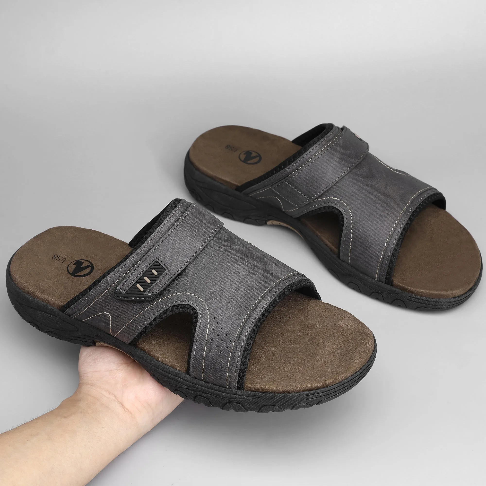 Kinds Of Sandals Men's Trendy Comfortable Open Toe Slippers, Breathable Lightweight Non-slip Slippers For Indoor Outdoor Beach