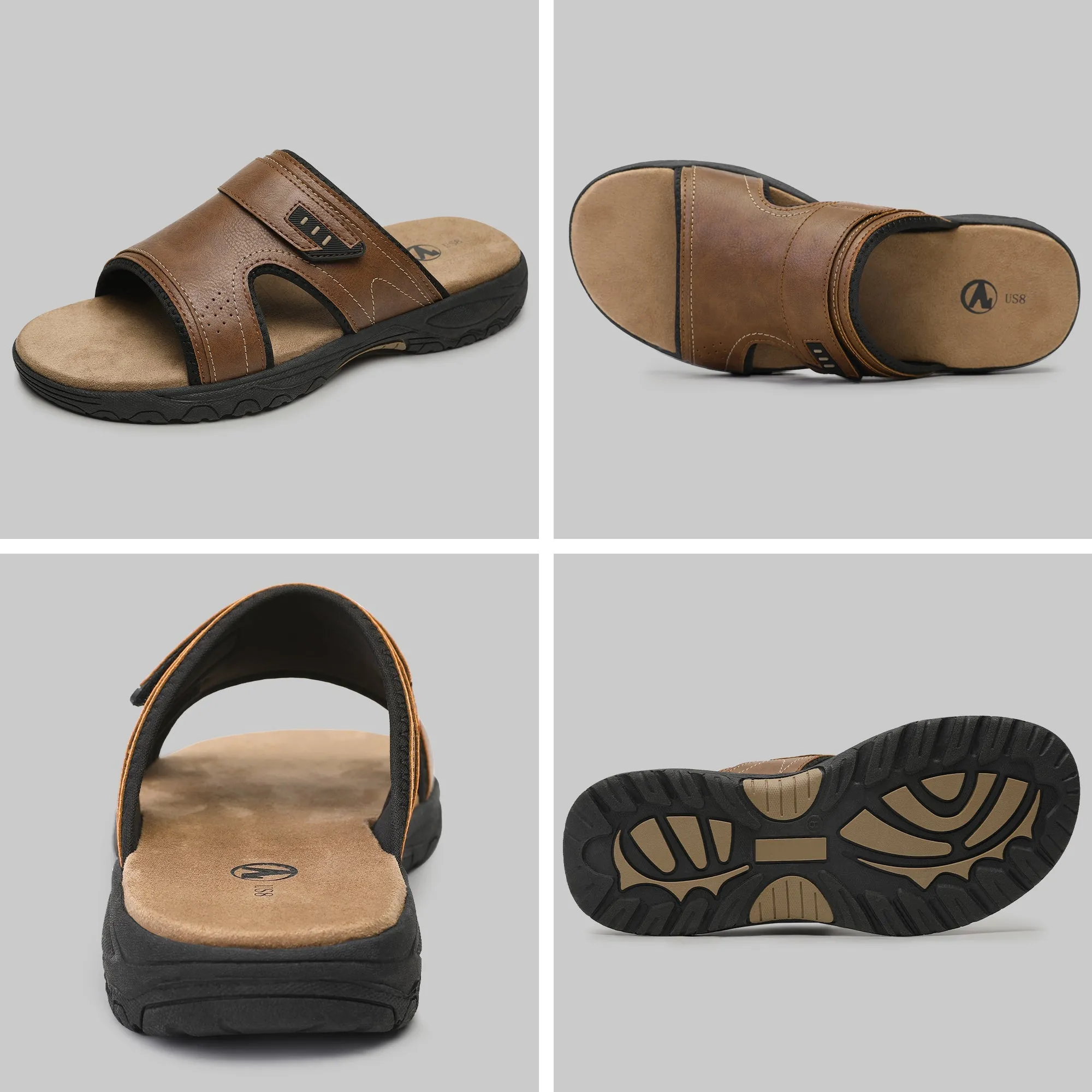 Men's Trendy Comfortable Open Toe Slippers, Breathable Lightweight Non-slip Slippers For Indoor Outdoor Beach 2 Strap Sandals