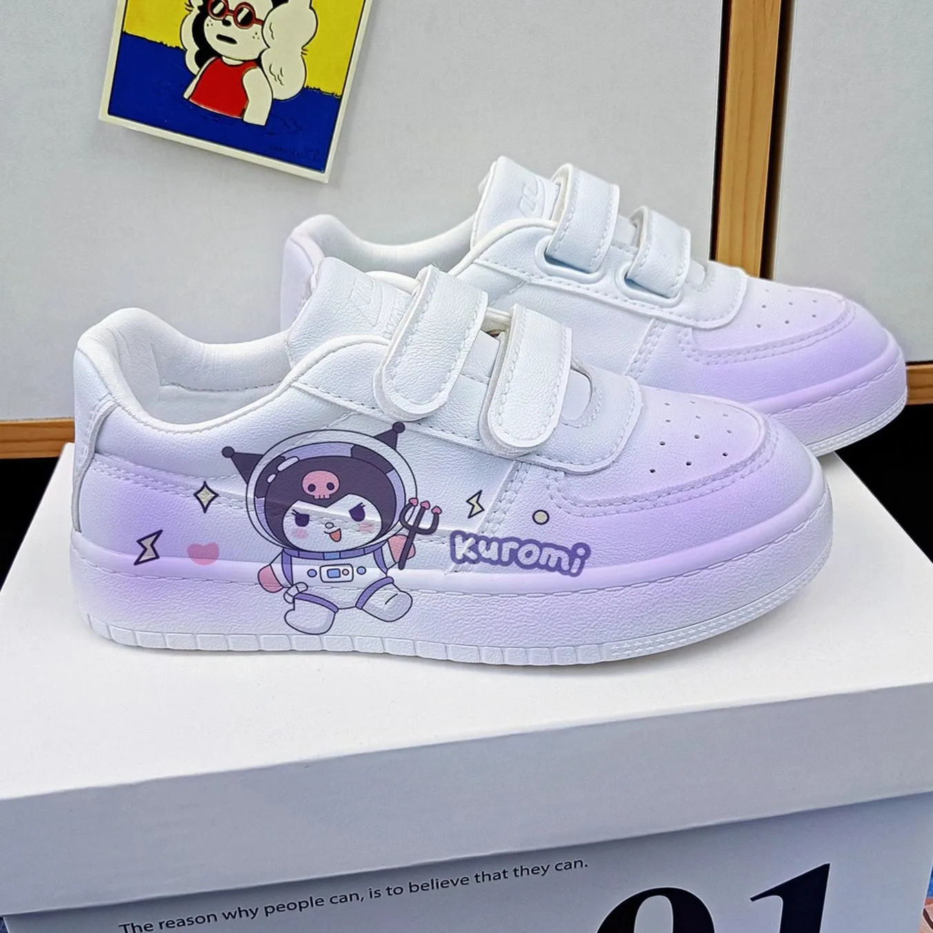Running Shoes Sneakers Size Ebay SPACE Cartoon Print Student Sneakers Kids Size with Velcro Fastener