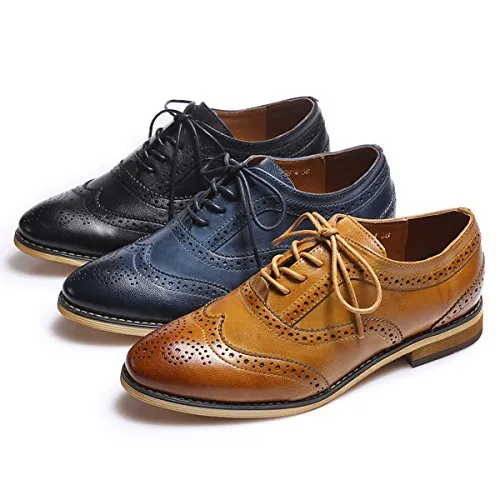 Mona flying Women's Leather Lace-up Dress Oxfords Derby Shoes for Women Ladies Holly Oxfords