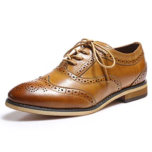 Oxfords Never Brogues Mona flying Women's Leather Lace-up Dress Oxfords Derby Shoes for Women Ladies