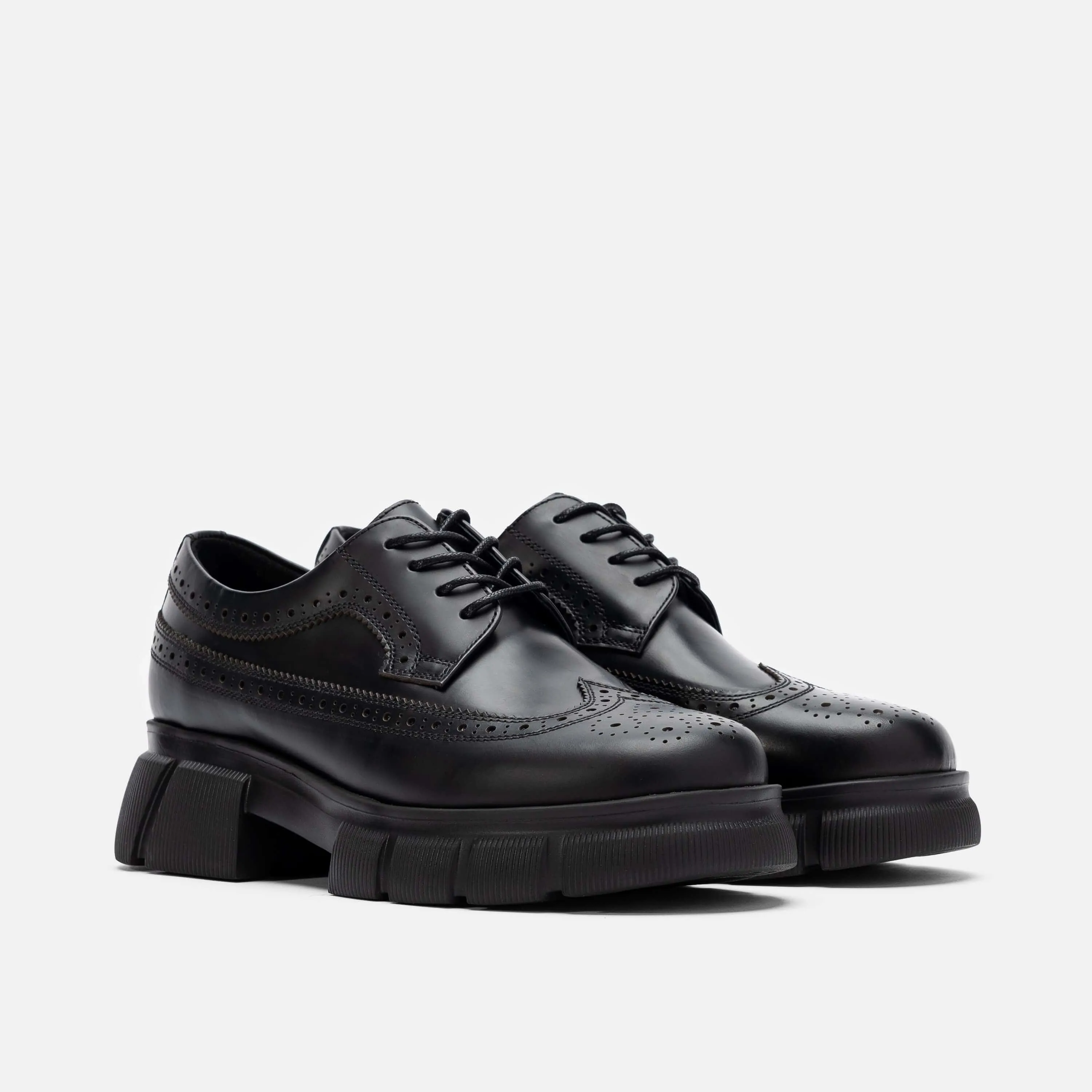 Ms. Alexander Black Leather Lug Wingtip Derby Oxfords At Target