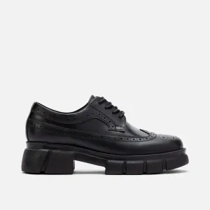 Formal Shoes Oxfords Ms. Alexander Black Leather Lug Wingtip Derby