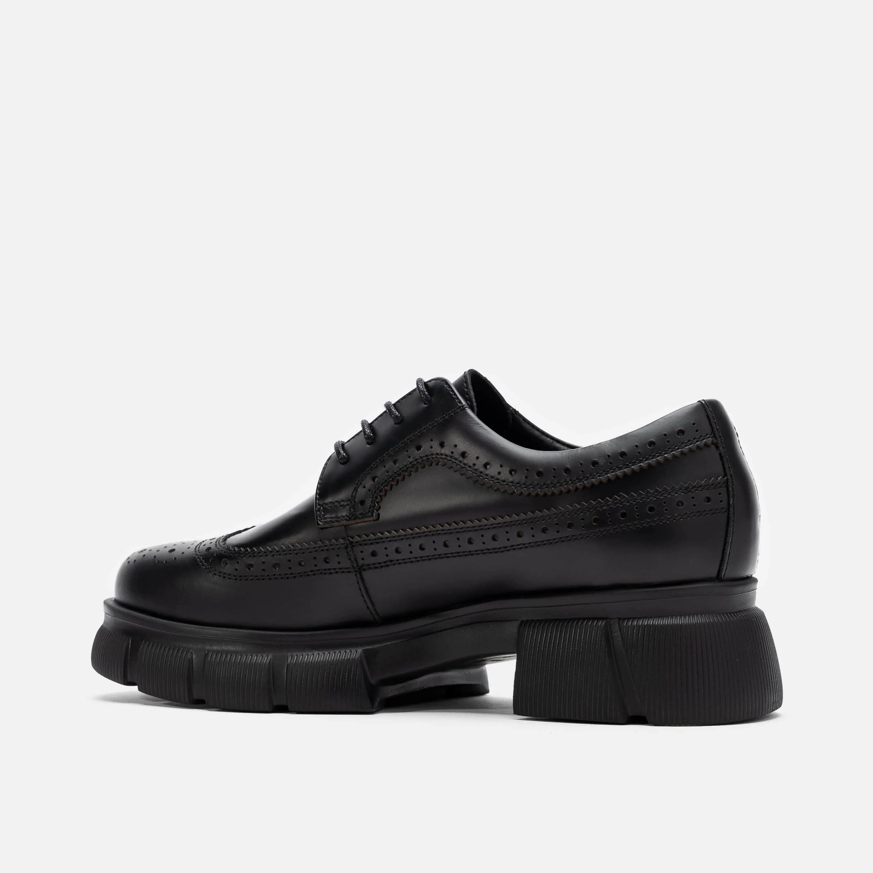 Oxford Brand Ms. Alexander Black Leather Lug Wingtip Derby