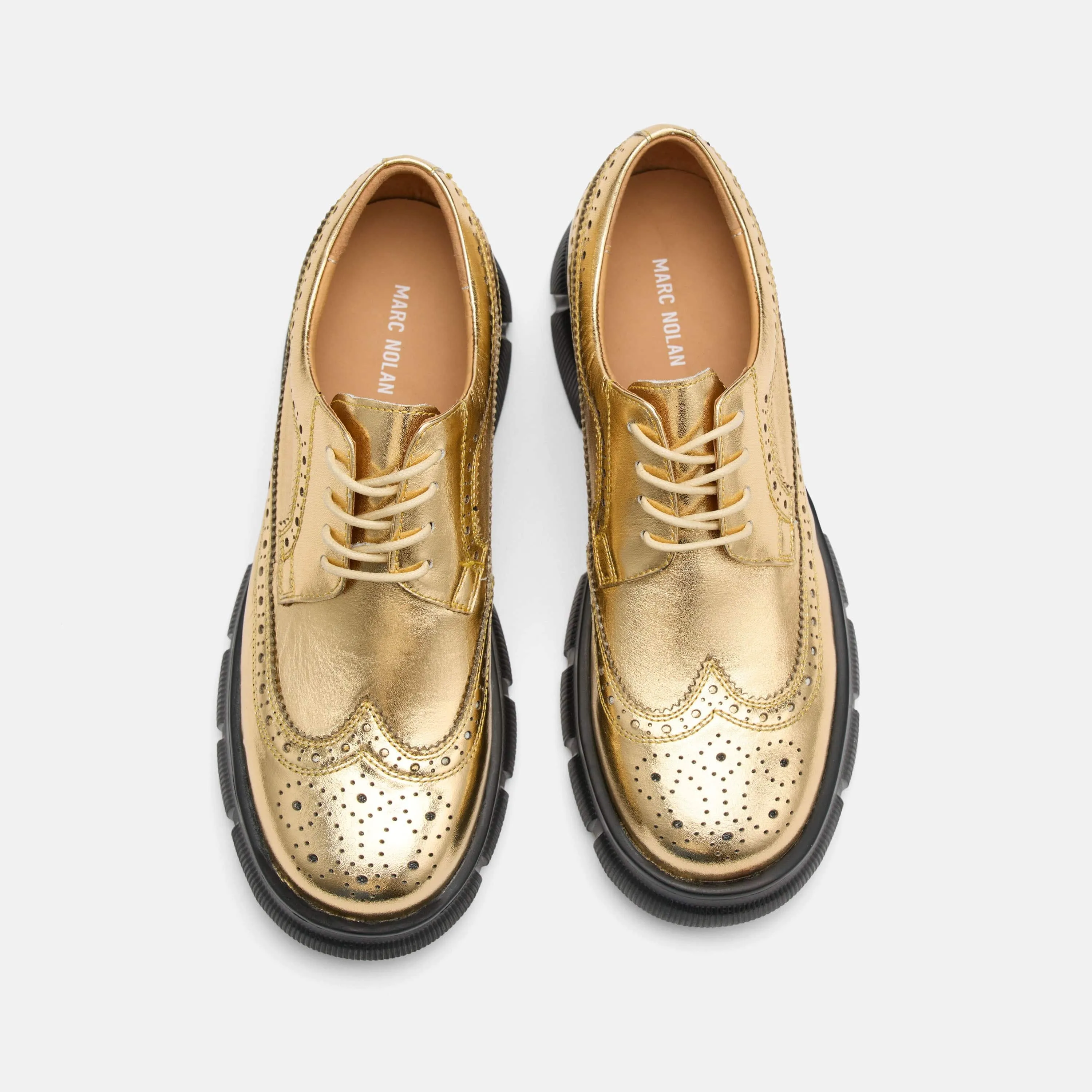 Oxford Leather Dress Shoes Ms. Alexander Gold Leather Lug Wingtip Derby