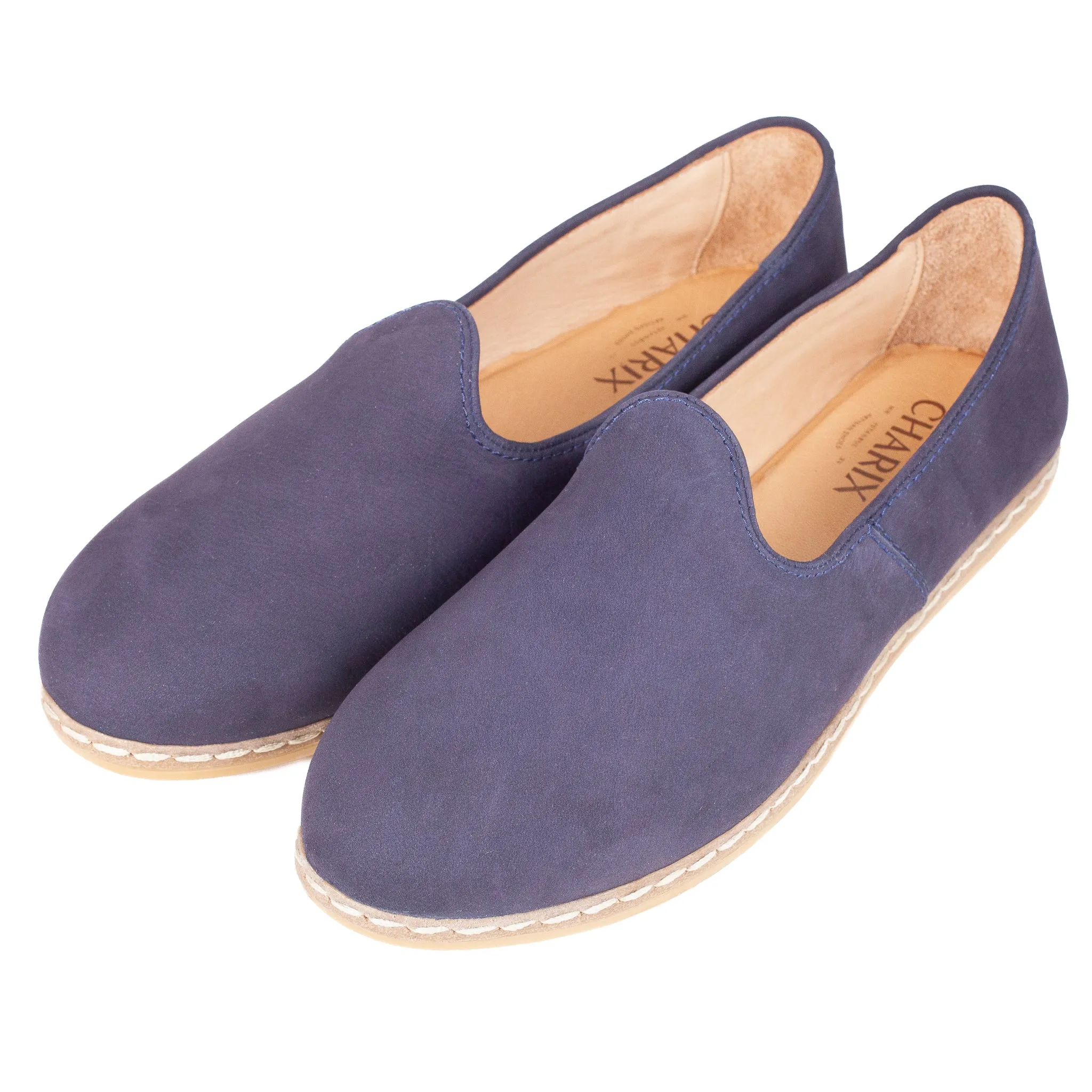 Low Wedge Slip On Sandals Navy Nubuck Slip Ons for Men