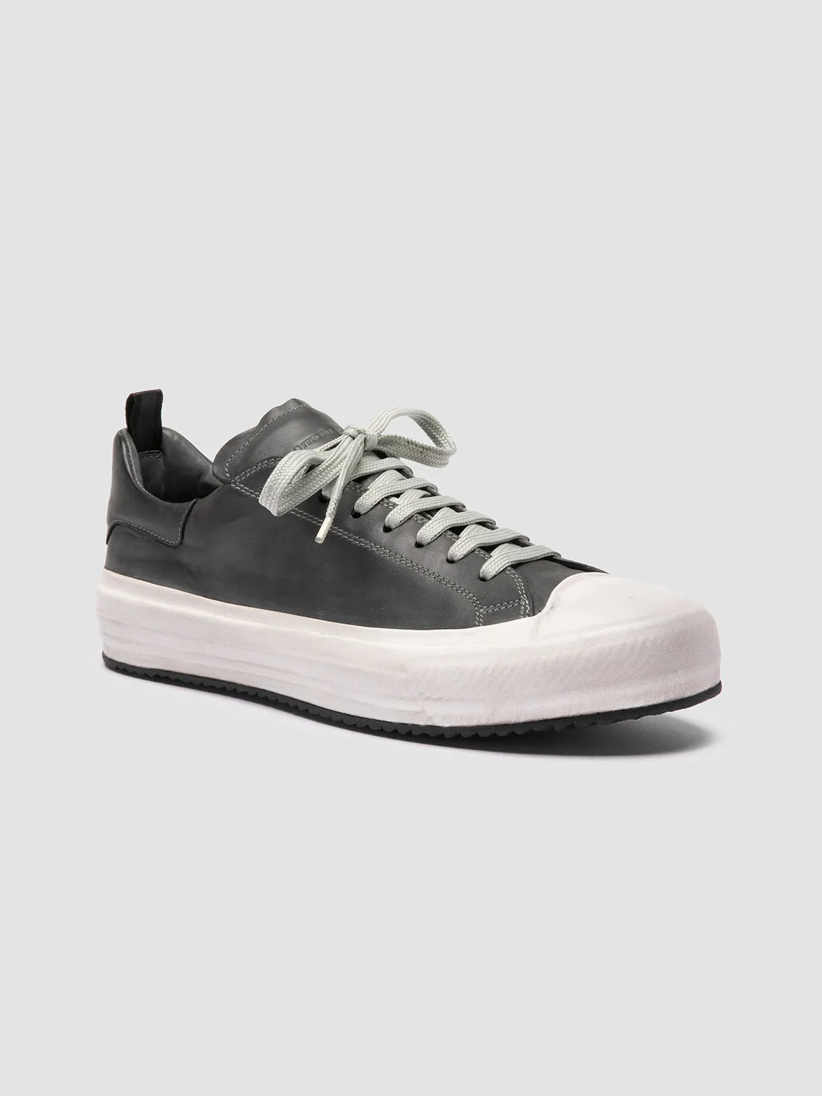 MES DD 001 - Grey Leather Low Top Sneakers Brass Plum Sneakers